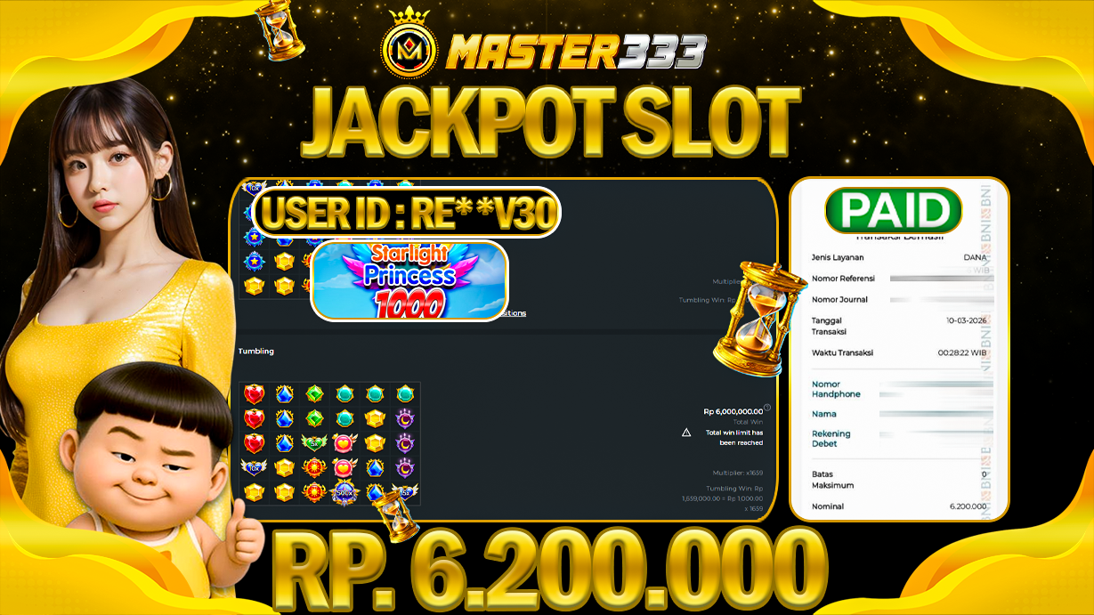 JACKPOT 6.200.000 JUTA DI SLOT PRAGMATIC PLAY GAMES STARLIGHT PRINCESS 1000 SAH LUNAS